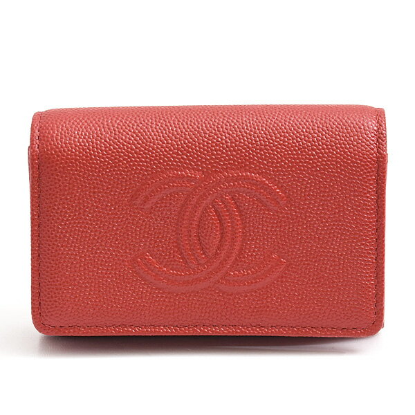 シャネル キーケース レディース ココマーク 4連キーケース キャビアスキン レッド CHANEL 中古
