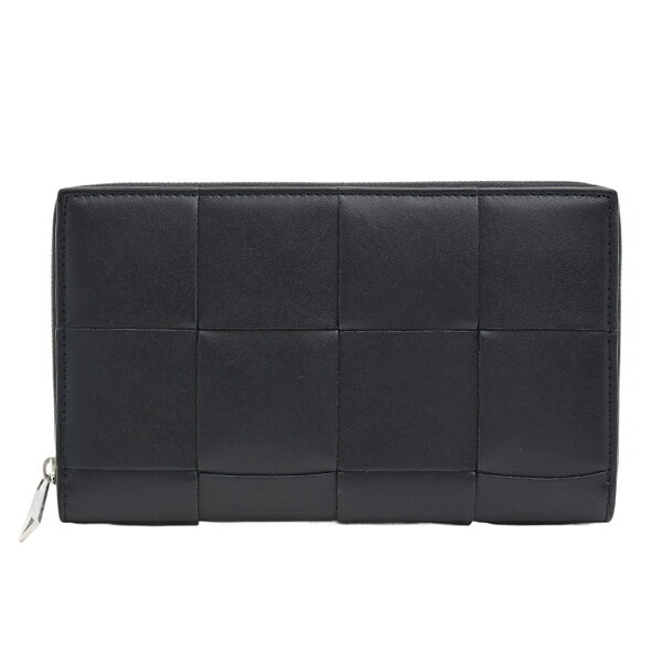 ボッテガヴェネタ 財布 メンズ マキシイントレチャート カセット ラウンドファスナー長財布 レザー ダークネイビー BOTTEGA VENETA 814649 VBWD5 中古