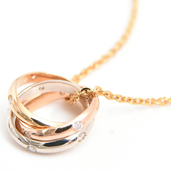 鑑別書付美品❗️プラチナ&K18トリニティスリーカラー一粒ダイヤモンドネックレス 楽天市場】カルティエ トリニティ ダイヤ（ネックレス