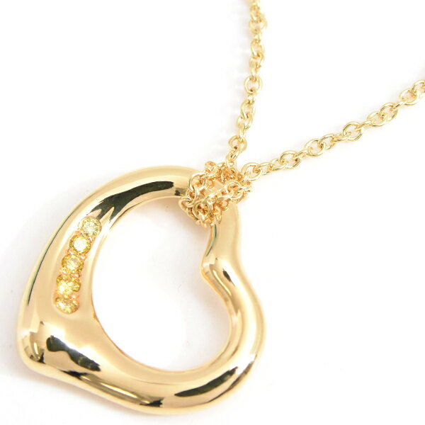 Cubic Zirconia - ティファニー ネックレス レディース オープンハート イエローダイヤ ネックレス ゴールド TIFFANY 750YG 中古
