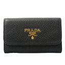 プラダ 小物 メンズ レディース 6連キーケース カーフ ブラック PRADA 1PG004 中古