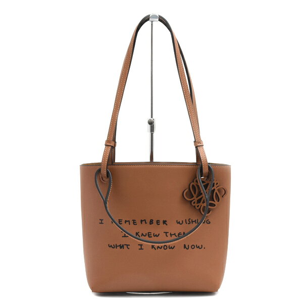 LOEWE - ロエベ バッグ レディース ダブルハンドル スクエア アナグラム ハンドバッグ トートバッグ カーフレザー タン LOEWE 中古