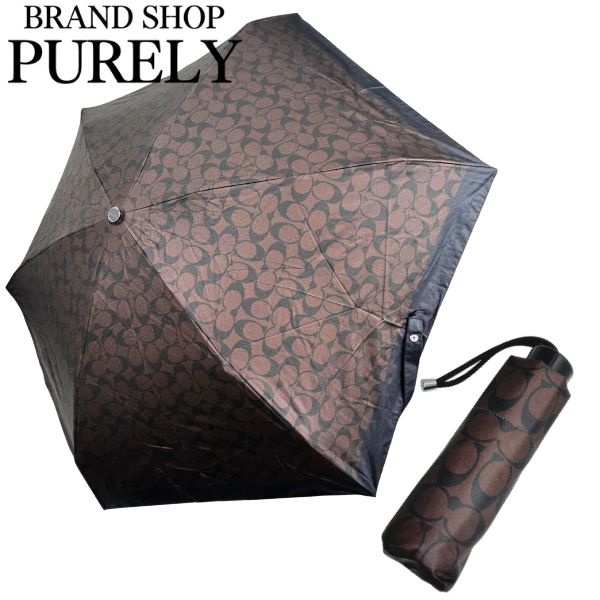 コーチ COACH 傘 折りたたみ傘 小物 UVカット シグネチャー ミニ アンブレラ C4322 IMAA8 ブラウン×ブラック WWW