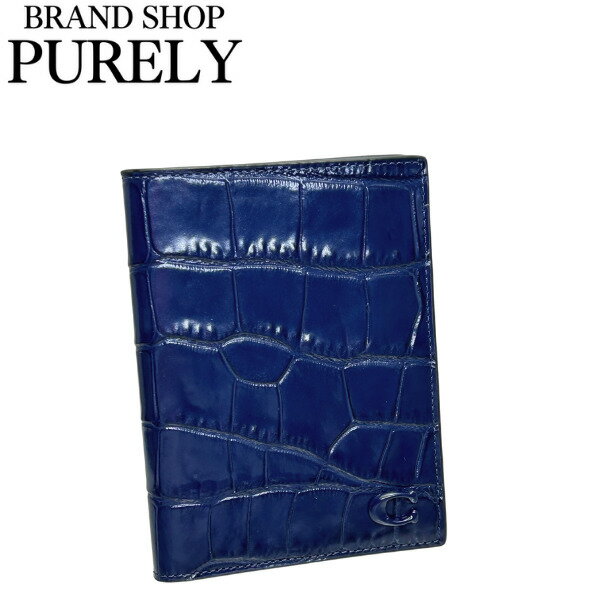 コーチ パスポートケース メンズ レディース COACH カードケース クロコダイル エンボスド レザーパスポート ケース CW445 DNA ダークネイビー MMM
