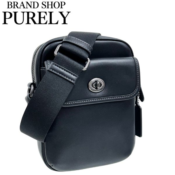 コーチ バッグ メンズ COACH ショルダーバッグ レザー ターンロック クロスボディ バッグ CAJ31 QB/BK ブラック MMM