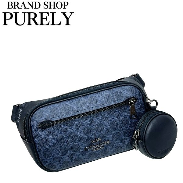 コーチ バッグ メンズ COACH ボディバッグ シグネチャー エリアス ベルト バッグ CZ400 QBN2V デニム×..