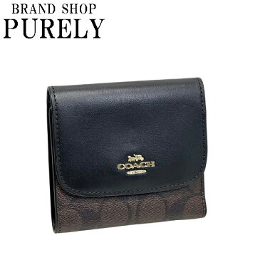 ★全品ポイント2倍★コーチ COACH 財布 折りたたみ財布 メンズ レディース アウトレット PVCコーティングキャンバス×レザー シグネチャー 三つ折り F87589 IMAA8 ブラウン×ブラック コーチ COACH レディース WWW