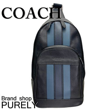 【全商品ポイント2倍】コーチ COACH バック ボディバッグ メンズ アウトレット レザー ストライプ ワンショルダー F49318 QBN3E ブラック×デニム×ミッドナイトネイビー コーチ COACH メンズ MMM