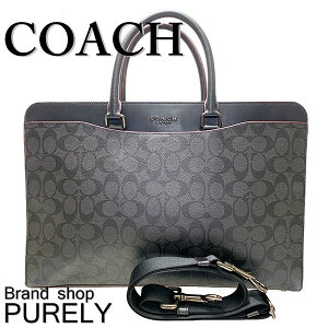 【全商品ポイント2倍】コーチ COACH バック ビジネスバッグ メンズ アウトレット PVC×レザー ブリーフケース シグネチャー 2WAY 589 JIO79 ブラック×オックスブラッド コーチ COACH メンズ MMM