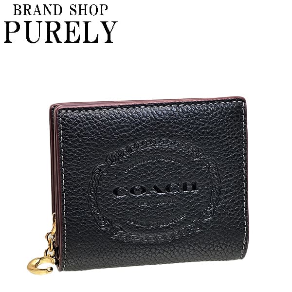 楽天BRANDSHOP PURELY【2024年4月度月間優良ショップ受賞】コーチ COACH 小物 財布 二つ折り財布 レディース アウトレット レザー スナップ ウォレット・コーチ ヘリテージ CM216 IMBLK ブラック WWW