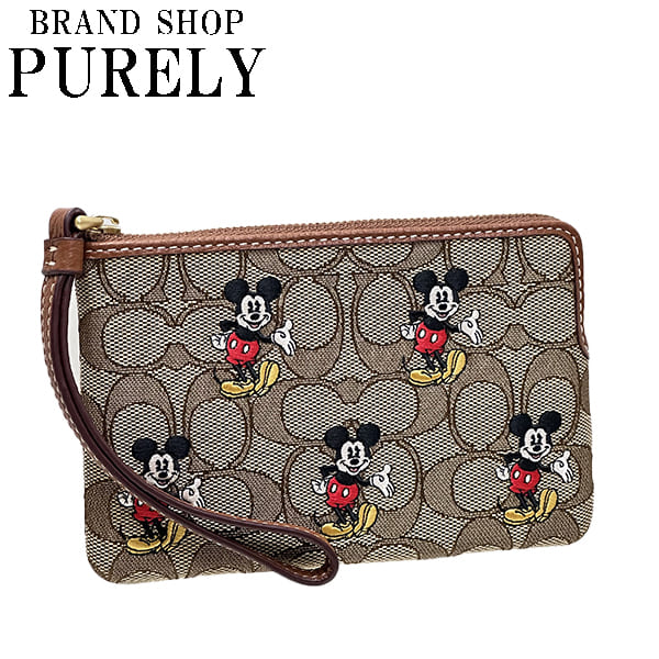 コーチ 小物 レディース COACH ポーチ 【DISNEY X COACH】レザー コーナージップ ポーチ ミッキープリント CN033 B4R3U カーキ/レッドウッドマルチ WWWのサムネイル