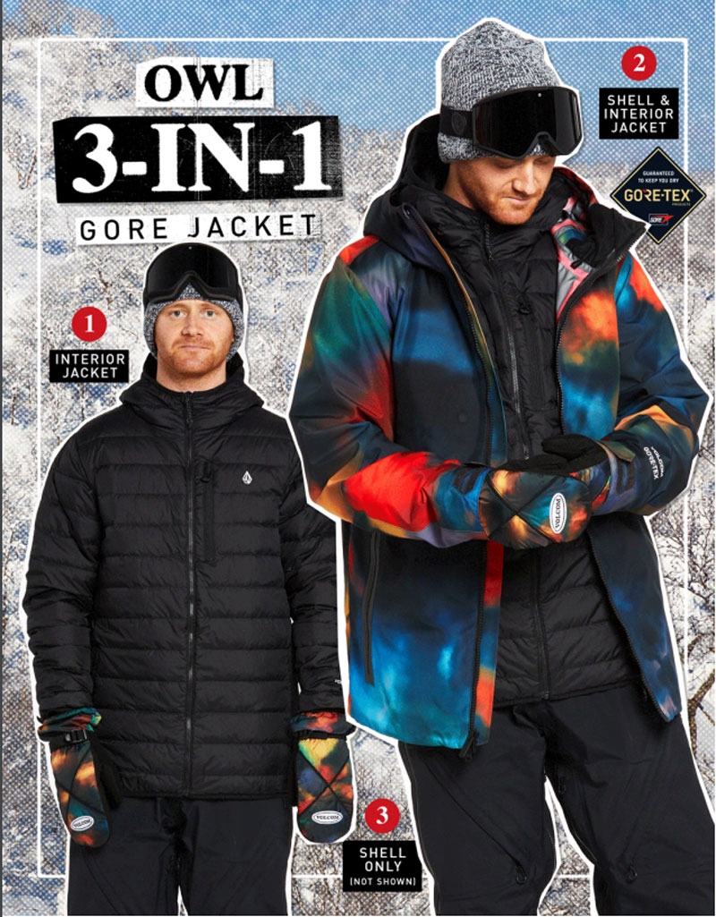 21-22 VOLCOM/ボルコム OWL 3in1 GORE-TEX jacket メンズ レディース 防水ジャケット ゴアテックス スノーウェアー スノーボードウェア 2022