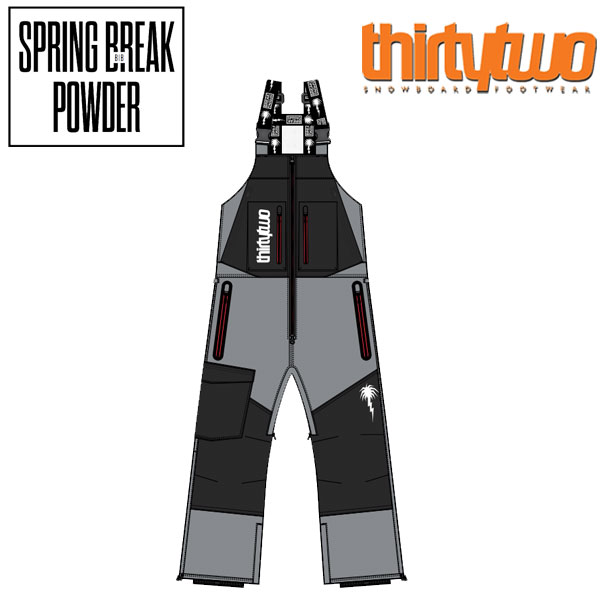 22-23 THIRTYTWO/サーティーツー SPRING BREAK POWDER BIB pant スプリングブレイク メンズ 防水ビブパンツ スノーボードウェア スノーウェアー 2023 予約商品