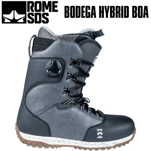 ROME SDS【BODEGA HYBRID BOA】 ベストマッチ ビンディング ・ROME SDS/ローム ※ご使用サイズやモデル等で変わる部分もございますのであくまで目安としてお考え下さい。 こちらに記載以外のバインディングにも使用可能です。 FLEX ・2 / 5段階(1柔〜5硬) コメント Bodega コレクションは、ミディアム・ソフトにフレックスするがパフォーマンスを妥協しない。 優れたプロF.I.T. ライナーは、足首部分にあるスケートカフ3D 構造によりしっかりとしたサポート感を得つつ、グリップフレックス・アウトソールによりスムーズなフレックス性も重視している。 ボードのフィーリングとプレス性能を得ることにフォーカスし、柔軟性とサポート感をバランス良くブレンドしたフリースタイル・マインドなブーツ。 ブーツとバインディングの相性やフィッティング、サイズ感に関して等、ご不明な点があればお気軽にお問い合わせください。サイズ交換も当店在庫有りの範囲で対応可能ですので、詳しくはサイズ交換リンクをご確認下さい。 　 ▲純粋なスノーボード集団による情熱の詰まったプロダクト ROME SDS▲ 交換について ハイパフォーマンスソックス インソール＆ソックス 便利！ブーツケース メーカー希望小売価格はメーカーカタログに基づいて掲載しています。レビュー内容に関して：2023/03/20 23-24モデルに変更。ブランド名ROME SDS ブランド名カナローム モデル名BODEGA HYBRID BOA モデル名カナボデガ 商品スノーボード ブーツ 年式2023-2024 対象メンズ キーワードグラトリ パーク ボア 紐 サイズ展開25.0cm 25.5cm 26.0cm 26.5cm 27.0cm 27.5cm 28.0cm 28.5cm 29.0cm 29.5cm 30.0cm 30.5cm 31.0cm ▲▲ボード破損や傷の軽減に最適な必須アイテムはこちら！！▲▲