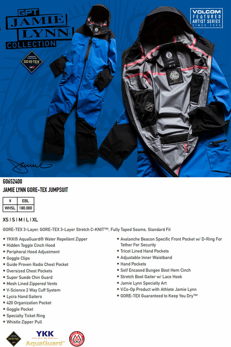 23-24 VOLCOM/ボルコム JAMIE LYNN GORE-TEX jumpsuit 23-24 VOLCOM/ボルコム JAMIE LYNN GORE-TEX jumpsuit