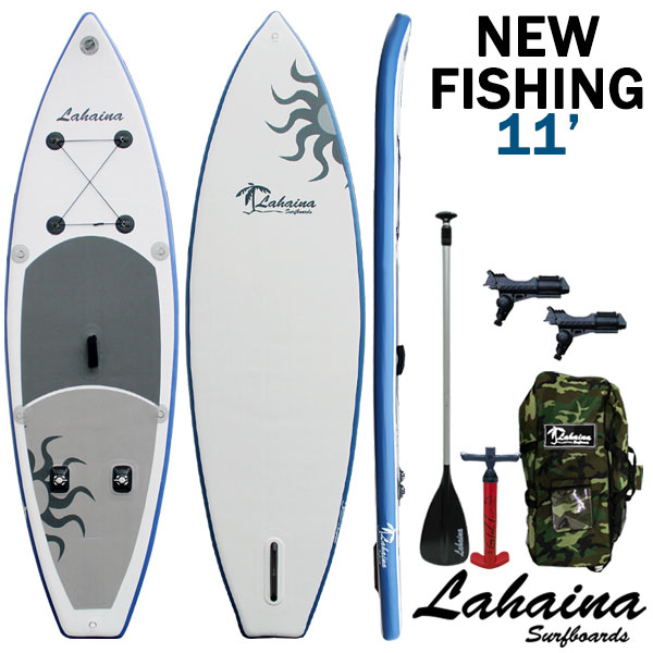 リーシュ付属 SUP サップ インフレータブルパドルボード ラハイナフィッシング / LAHAINA NEW FISHING 11' 釣り用SUP ホワイト/ブルー スタンドアップパドルボード