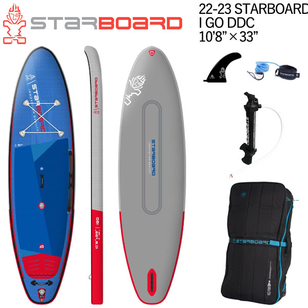 22-23 STARBOARD IGO DDC 10'8 X 33 / スターボード ダブルチャンバー SUP インフレータブル カテゴリ オールラウンド/ALLROUND Model I GO 10’8 X 33 Technology DDC (Deluxe Double Chamber) 重量/Weight 約11 kg 長さ/Length 10’8(約325.1cm) 幅/Width 33(約83.8cm) 厚さ/Thickness 6(約15cm) ボリューム/Volume 331 L Suggested Rider Weight Range （推奨するライダーの体重範囲） 45-120 kg Fin System Single Fins Center Fin ： 9 Side Fin ： - 付属品 ポンプ バッグ フィン リペアキット(リペアボンド無し) スターボードリーシュコード ブランド 最先端テクノロジーを駆使し開発されたバラエティに富んだラインアップを擁し、世界のスタンドアップパドル界をリードするトップブランド。 モデル 【IGO INFLATABLE】 軽量、素晴らしく愉しい Starboardのラインナップ中、最もポピュラーなインフレータブルパドルボートシリーズ。 さあ、飛び乗って漕ぎ出そう。 SUPConnect Magazineの年間最優秀インフレータブルボード受賞 水に入る前からスターボードの違いを体験できます。 この軽量パドルボードには、スターボードのトレードマークであるショルダー・キャリー・ストラップが付いているので、両手を自由に使って楽に水に運ぶことができます。 ボードに乗る前に、付属の軽量フラットリーシュで体を固定し、ボードが救命ボートであることを実感しながら、安全かつ快適にパドルを漕ぐことができます。 ノーズのバンジーストラップは、ドライバッグやギアを収納するのに適しています。 iGOのボードは、安定していて、スピードがあり、広いテールエリアにステップバックしながらターンするのがとても簡単なことで知られています。 ボードの直線的なアウトラインは、まっすぐにパドリングするのに役立ち、片側でより多くのストロークをパドリングしてから交換することができ、これは快適性にも役立ち、さらに全体的なスピードを向上させます。 初めてパドルボードに乗る方や、ペットを飼っているご家庭など、手間をかけずにどこでも楽しい水遊びをしたい方に最適なパドルボードです。 仕様について ※予告なく仕様が変わる場合がございます。 ※接着剤跡、ボード表面裏面への擦れ跡や小キズ、変色などがある場合がございます。 ※現在輸入規制によりリペアボンドが付属しておりません。 ※気室は最大18psiになります。 気温、状況により気圧を減らして調整してください。 ※上記内容でのクレームは対応が出来かねますのでご理解ご了承お願いします。 　 ＜SUP インフレータブルの運送及び取り扱いに関する注意点＞ 在庫について 最新の在庫情報を記載致しておりますが、日々在庫が変動しています為、ご注文頂きましても在庫がない場合がございます。ご理解、ご了承何卒お願いいたします。 送料について 離島の場合は、別途追加料金が発生いたします。 ご注文後に送料を修正させていただきます。 離島の送料は「大型宅配便 離島への発送について」をご確認ください。 取り寄せの場合 代理店確認後メールまたはお電話にてご連絡差し上げます。 お取り寄せ商品はメーカー在庫のため完売の可能性がございますことを予めご理解ご了承お願い申し上げます。 （在庫はリアルタイムで反映しておりませんのでご了承下さい。） 発送について 出荷に関しまして 別倉庫より出荷の場合がございますので、お支払い方法が銀行振り込みの方 また、土日の受注処理対応の方は即日出荷できない場合がございますので 予めご了承くださいませ。 ※大型商品の為即日出荷できない場合がございますので予めご了承くださいませ。 取り扱い注意 安全性のためSUPに乗られる際は、サーフィンと同様にリーシューコードの着用をお願いします。また、空気注入式のため、必ずライフジャケットを着用してください。万が一パンクした場合、危険が伴ため浮力体を着用の上、乗るようにして下さい。 メーカー希望小売価格はメーカーカタログに基づいて掲載しています。