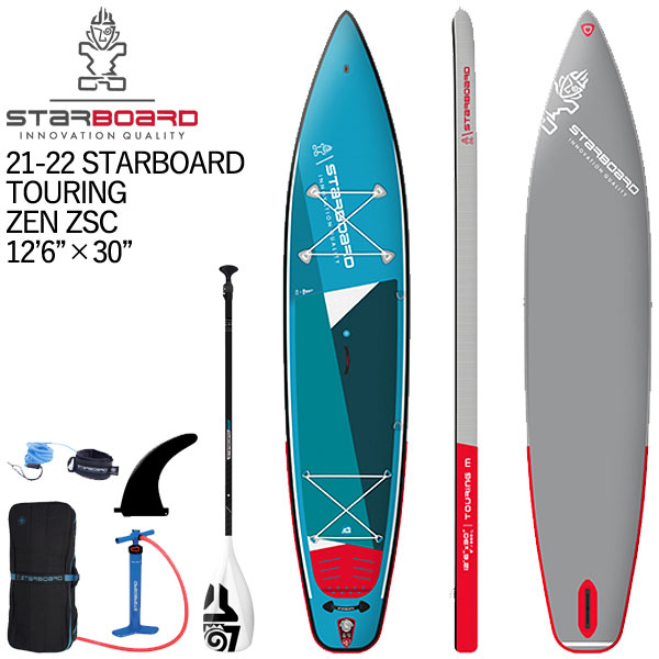 21-22 STARBOARD TOURING ZSC 12'6 X 30 スターボード SUP インフレータブル カテゴリ ツーリング/TOURING Model TOURING 12’6″ X 30″ Technology ZSC (Zen Single Chamber) 重量/Weight 約- kg 長さ/Length 12’6″(約381cm) 幅/Width 30″(約76.2cm) 厚さ/Thickness 6”(約15cm) ボリューム/Volume 355 L Suggested Rider Weight Range （推奨するライダーの体重範囲） 55-110 kg Fin System Single Fins Center Fin ：Zen fin Side Fin ： - 付属品 ポンプ バッグ フィン リペアキット(リペアボンド無し) スターボードリーシュコード ブランド 最先端テクノロジーを駆使し開発されたバラエティに富んだラインアップを擁し、世界のスタンドアップパドル界をリードするトップブランド。 モデル 【TOURING INFLATABLE】 探検家のお気に入りの交通機関。 全体的にバランスの取れたグライド体験とプレミアム機能により、スターボードのツーリングパドルボードは、雑誌や世界中の顧客のお気に入りから世界で最も高い評価を得ています。 ノーズが広く、テールが四角いため、特にサイドチョップや適度な風などの過酷な条件でツーリングボードがより安定します。 エッジリリーステクノロジーはボードの後ろに層流を作り出すことで抗力を減らし、溶接テクノロジーはボードをより強く長持ちさせます。 ※気室は最大18psiになります。 気温、状況により気圧を減らして調整してください。 仕様について ※予告なく仕様が変わる場合がございます。 ※接着剤跡、ボード表面裏面への擦れ跡や小キズ、変色などがある場合がございます。 ※現在輸入規制によりリペアボンドが付属しておりません。 ※上記内容でのクレームは対応が出来かねますのでご理解ご了承お願いします。 　 ＜SUP インフレータブルの運送及び取り扱いに関する注意点＞ 在庫について 最新の在庫情報を記載致しておりますが、日々在庫が変動しています為、ご注文頂きましても在庫がない場合がございます。ご理解、ご了承何卒お願いいたします。 送料について 離島の場合は、別途追加料金が発生いたします。 ご注文後に送料を修正させていただきます。 離島の送料は「大型宅配便 離島への発送について」をご確認ください。 取り寄せの場合 代理店確認後メールまたはお電話にてご連絡差し上げます。 お取り寄せ商品はメーカー在庫のため完売の可能性がございますことを予めご理解ご了承お願い申し上げます。 （在庫はリアルタイムで反映しておりませんのでご了承下さい。） 発送について 出荷に関しまして 別倉庫より出荷の場合がございますので、お支払い方法が銀行振り込みの方 また、土日の受注処理対応の方は即日出荷できない場合がございますので 予めご了承くださいませ。 ※大型商品の為即日出荷できない場合がございますので予めご了承くださいませ。 取り扱い注意 安全性のためSUPに乗られる際は、サーフィンと同様にリーシューコードの着用をお願いします。また、空気注入式のため、必ずライフジャケットを着用してください。万が一パンクした場合、危険が伴ため浮力体を着用の上、乗るようにして下さい。 メーカー希望小売価格はメーカーカタログに基づいて掲載しています。