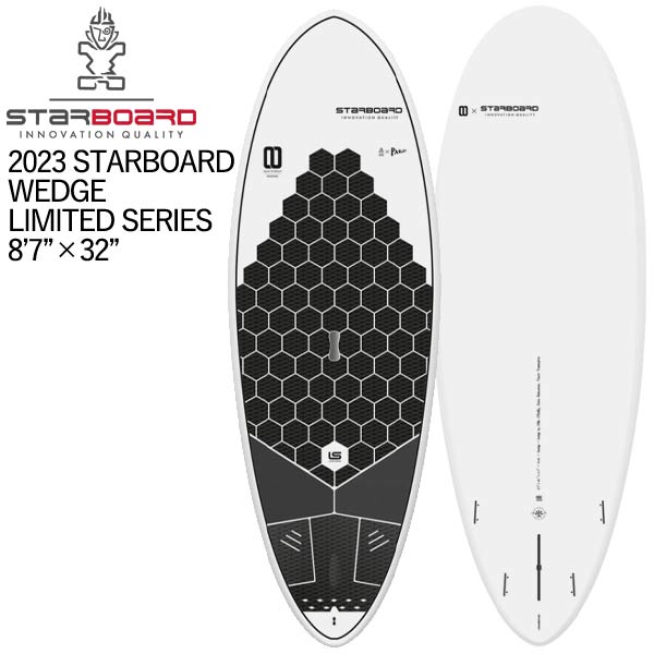 2023/2024 STARBOARD SUP 8'0 X 32 WEDGE LIMITED SERIES スターボード サップ ウェッジリミテッドシリーズ モデル WEDGE テクノロジー LIMITED SERIES サイズ 8’7″(約262cm) X 32″(約81cm) X 143 L 推奨体重 45-95 kg Fin Set Up Thruster Quad 付属品 ・170 Armacore Fin ・Pair of M4.7 Net Positive Fin ・Tiki Key ・Board Sock ブランド 【STARBOARD】 最先端テクノロジーを駆使し開発されたバラエティに富んだラインアップを擁し、世界のスタンドアップパドル界をリードするトップブランド。 モデル 【WEDGE】 プロのようなサーフィンをしたいけど、幅広のボードの方が楽で快適だという人はいませんか？ すべての新しいウェッジラインは、以前のワイドポイントボードをアップグレードします。 これらのボードは、安定性やボリュームを損なうことなく、優れたパフォーマンスとフィーリングを備えています。 すべてのボードは32インチ幅で、重いライダーがドライブできる浮力と安定性を提供します。 これは、大小のコンディションに対応できる多目的なボードで、初心者から中級者に最適です。 　 注意事項 スターボードのお受け取り方法について ※お取り寄せ商品のご注文後、お客様都合のキャンセルは一切お受けできません。 安全について ※パドルボードは海上、水上における潮の流れ、急な天候の変化、予期せぬアクシデントの恐れがあります。安全確保の為ライフジャケットの着用をお勧めします。 ＜サーフボードの運送に関する注意点＞ 在庫について 最新の在庫情報を記載致しておりますが、日々在庫が変動しています為、ご注文頂きましても在庫がない場合がございます。ご理解、ご了承何卒お願いいたします。 営業所止め送料について 「営業所止め送料無料」の記載がある場合は、送料無料。 ※営業所でのお受け取りとなりますのでお客様ご自身で受け取りをお願いします。 ご自宅までは配送できませんのでお気を付けください。 離島の場合は、別途追加料金が発生いたします。 ご注文後に送料を修正させていただきます。 離島の送料は「大型宅配便 離島への発送について」をご確認ください。 メーカー希望小売価格はメーカーカタログに基づいて掲載しています。