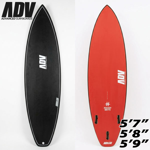 ADVANCED POCKET DRIVE FULL CARBON RED BOTTOM/ ポケットドライブ フルカーボン レッドボトム 5'7 5'8 5'9 サイズ 5'7"(170.2cm)*18 1/2"(46.99cm)*2 1/4"(5.72cm) 5'8"(172.7cm)*18 3/4"(47.63cm)*2 5/16"(5.87cm) 5'9"(175.3cm)*19"(48.26cm)*2 3/8"(6.03cm) 浮力 5'7"：25 L 5'8"：26.25 L 5'9"：27.25 L 推奨するライダーの体重 (目安) 5'7"：初中級〜60kg、中上級者〜65kg5'8"：初中級〜64kg、中上級者〜69kg 5'9"：初中級〜68kg、中上級者〜73kg ※レベルとパドル力等により個人差がございます。 フィンボックス トライフィン フィン FCS2 付属品 フィン コメント 黒を基調としたデザインにより、白いボードに比べ熱を持ちやすく、剥離や変形しやすくなっています。取り扱いに十分にお気をつけください。剥離・変形での返品・交換は致しかねますので予めご了承ください。 その他デザイン、仕様等も入荷時期によって異なる場合がございます。 ご理解・ご了承頂ける方のみご購入下さい。 メーカー希望小売価格はメーカーカタログに基づいて掲載しています。