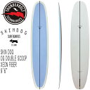 2024 THUNDERBOLT SKINDOG OG DOUBLE SCOOP 9'6 XEONFIBER/サンダーボルト スキンドッグ ダブルスクープ ジオンファイバー トンビ製 LENGTH ・9’6″（約289.5cm） WIDTH ・23 1/4″（約59cm） THICKNESS ・3″（約7.6cm） VOLUME(L) ・77L WEIGHT ・約- Kg FIN SYSTEM ・US Single COLOER ・BLUE/GRAY （MATTE FINISH） 付属品 ・なし BRAND 【SKINDOG】 スキンドッグサーフボードは、ベン・スキナーと親友であるジェイソン・グレイによって2008年にイギリスでスタートしたブランド。 元々、ジェイソンはベン・スチュワートロングボードでボードを作っており、そのボードで2006年にはベンを世界2位に導いたのだ。 彼ら二人の関係はブランドスタート以前に、すでに強固な絆を持っていた。 2007年にベンとジェイソンは時を同じくして父親になると言われた。 信じられないことに本当に1週間違いでお互いに少年の父親となった。 二人は将来、自分達と息子達が一緒に出掛けたりして楽しめるようになれば良いと考え、パートナーとなることを決めた。 MODEL 【OG DOUBLE SCOOP】 DOUBLE SCOOPは、モダンノーズライダーにまったく新しいアプローチを取り入れた革新的なデザインです。 ノーズライドにおける水の流れ方を緻密に研究した結果、このニューモデルでは、テール幅を抑えつつクリティカルなノーズライディングにおいてもリフト性能と安定性を損わない、よりパフォーマンス性能の高いシングルフィンに仕上がっています。 DOUBLE SCOOPシリーズの大きな特徴は、デッキに整流効果のあるスポイラー（フリップ）を採用し、ボードの後方1/3には深いダブルコンケイブが施されていることです。 この形状が、ノーズライディング時にデッキ上の水流を捉えることで、テールのフリップに水がより効果的に流れ込むように制御。 より多くの水をテールにホールドし、クリティカルで長く安定したノーズライディングに必要なリフトとスピードコントロールを生み出します。 このデザインの源は、ベンのF1へのパッションです。 空気力学を活用し、さらに流体力学と組み合わせてノーズをリフトするためのダウンフォースを作り出す方法を具現化しています。 一方で、ノーズからステップバックしていくと、フィン後方のコンケイブとカーブしたテールが機能し、よりシャープでスムース、かつパワフルなターンを行うことが可能です。 TECHNOLOGIES 【THUNDERBOLT TECHNOLOGY】 THUNDERBOLT TECHNOLOGYは優れたマテリアルとテクノロジーを使うことで軽量化を施し、パフォーマンス性、フレックス性、コントロール性、耐久性の向上を実現した全く新しいサーフボード構造（コンストラクション）です。 内部構造のベースとなっているのは高密度のEPSコア。 ストリンガーには通常のウッド製バンドは使用せず、ボード中央にカーボンファイバーのTストリンガーをセットし、ブランクスから製造しています。 さらに、デッキ、ボトムには複数のカーボンファイバーを帯状に配置することで、理想のフレックスとツイストを生み出すようコントロール。 またフォームの外側はPVCコアシールドで覆われており、性能やフレックスを損なうことなく耐久性と強度をアップしています。 グラッシングは100％ハンドレイアップ。熟練のクラフツマンによる手作業です。 サンダーボルトテクノロジーは、核となるこの内部構造を元にラミネートの素材やバランスを変えることで、ブラック、レッド、シルバーという3種類のコンストラクションに分かれます。 フレックス、ツイスト、重量など細部にまで調整されたこれらのコンストラクションは、それぞれ違った特性を持ち、クラシックなノーズライダーからパフォーマンス性能に長けたプログレッシブスタイルまですべてのロングボードのライディングをネクストレベルに引き上げています。 【THUNDERBOLT SILVER (XEON FIBER)】 シルバーはクラシックなライディングフィールを味わえるコンストラクションです。 ラミネートは、デッキに6oz＋6oz、ボトムに6oz＋4ozのファイバーグラスを使用し、他のコンストラクションより重量をアップ。 これにより、グライド感やクルーズ感が増し、トラディショナルなライディングが可能となっています。 もちろんサンダーボルトの持つパフォーマンス性能やフレックスを備えているので、クイックなピボットターンや波のポケットでのセットアップなど繊細なボードコントロールも容易です。 スモールウェイブでのハングファイブやハングテン、そしてカールでのトリミングなど、オールドスクールなログライディングが楽しめます。 仕様について ■日向、温度の高い場所に長時間置きますと剥離する恐れがございます。 ■予告なく仕様が変わる場合がございますので(カラー、デザイン、ロゴ、サイズ、サイズ表記、プラグの有無など)ご了承お願い致します。 ■ボード製作時の小キズ、ラミネート時のゴミの混入、ラミネートのムラ等がある場合がございます。 ライディングに支障はございませんのでご理解ご了承お願いします。 ＜サーフボードの運送に関する注意点＞ 在庫について 最新の在庫情報を記載致しておりますが、日々在庫が変動しています為、ご注文頂きましても在庫がない場合がございます。ご理解、ご了承何卒お願いいたします。 営業所止め送料について 「営業所止め送料無料」の記載がある場合は、送料無料。 ※営業所でのお受け取りとなりますのでお客様ご自身で受け取りをお願いします。 ご自宅までは配送できませんのでお気を付けください。 離島の場合は、別途追加料金が発生いたします。 ご注文後に送料を修正させていただきます。 離島の送料は「大型宅配便 離島への発送について」をご確認ください。 取り寄せの場合 代理店確認後メールまたはお電話にてご連絡差し上げます。 お取り寄せ商品はメーカー在庫のため完売の可能性がございますことを予めご理解ご了承お願い申し上げます。 （在庫はリアルタイムで反映しておりませんのでご了承下さい。） 発送について サーフボードは別倉庫より出荷になります。お支払い方法が銀行振り込みの方土日祝祭日、年末年始等のご注文処理対応の方は即日出荷できません。 平日13時までに正常にご注文受理ができたお客様のみ即日出荷となります。予めご了承くださいませ。 サーフボードは大型荷物のため、運送会社の都合上日時指定ができません。土日祝祭日、ゴールデンウィーク、年末年始等の配達も対応できません。今後ご指定いただいても一切対応できませんのでご遠慮ください。 配達日時のご希望は、発送完了メールに記載の配送会社、ご不在連絡票に記載の配送会社に直接ご連絡の上、担当ドライバーとご相談ください。 配送会社のご指定はできません。 お支払いについて ロングボードのお支払方法は代金引換が不可となります。 メーカー希望小売価格はメーカーカタログに基づいて掲載しています。