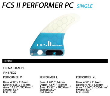 即出荷 FCS2 PERFORMER PC FIN / FCSII エフシーエス2 ロングボード センターフィン シングル サーフボード サーフィン メール便対応