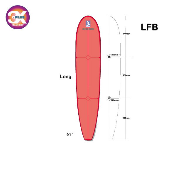 あす楽対応 デッキパッド クリアデッキ 3X＋PLUS CLEAR DECK / スリーエックスクリアデッキ LFB LongBoard Set サーフィン用デッキパッド