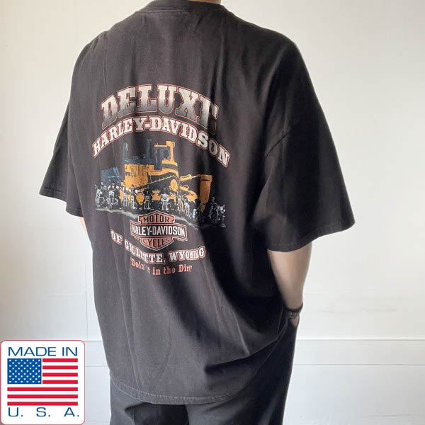 2009年製 希少 USA製 ハーレーダビッドソン 両面プリント 半袖Tシャツ 黒 2XL バイカー ブラック アメリカ製 D148【中古】【古着】【メンズ】【通販】【BTSX】