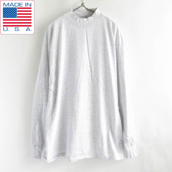 Rakuten - 洗いデッドストック 90s USA製 SIGNAL SPORTS モックネック 長袖Tシャツ XXL 杢グレー系 2XL アメリカ製 ビンテージ D149【メンズ】【通販】【BTPX】