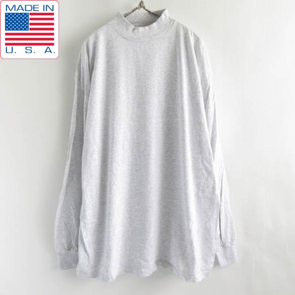 Rakuten - 洗いデッドストック 90s USA製 SIGNAL SPORTS モックネック 長袖Tシャツ XXL 杢グレー系 アメリカ製 ビンテージ 2XL D149【メンズ】【通販】【BTPX】