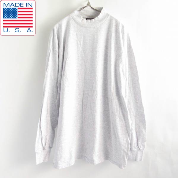 Rakuten - 洗いデッドストック 90s USA製 SIGNAL SPORTS モックネック 長袖Tシャツ XXL 杢グレー系 ビンテージ 2XL アメリカ製 D149【メンズ】【通販】【BTPX】