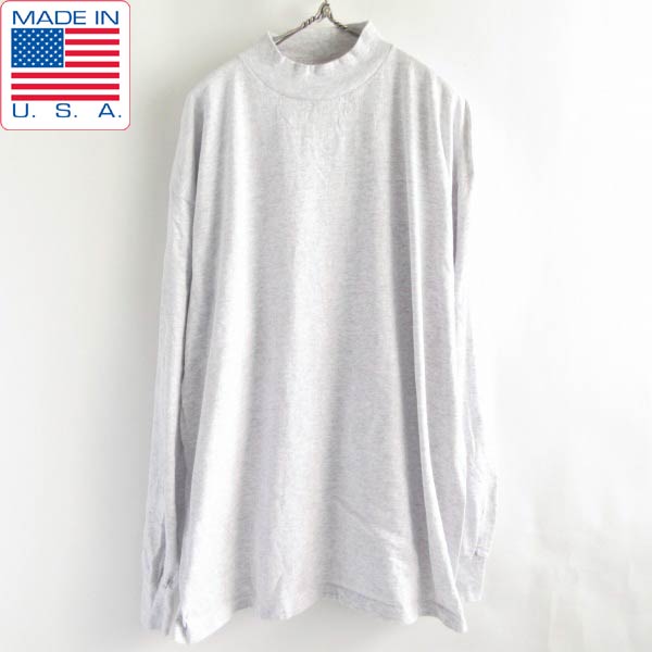 Rakuten - 洗いデッドストック 90s USA製 SIGNAL SPORTS 長袖Tシャツ モックネック XXL 杢グレー系 2XL アメリカ製 ビンテージ D149【メンズ】【通販】【BTPX】
