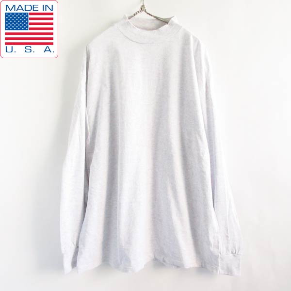 Rakuten - 洗いデッドストック 90s USA製 SIGNAL SPORTS 長袖Tシャツ モックネック XXL 杢グレー系 2XL アメリカ製 ビンテージ D149【BTPX】