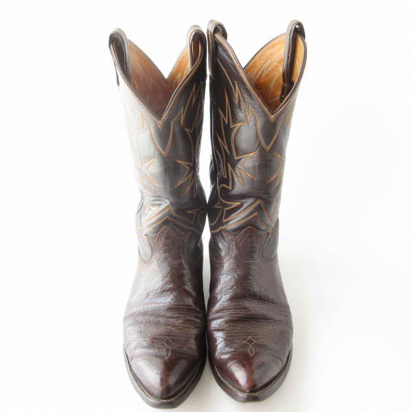 黒タグ USA製 Tony Lama トニーラマ ウエスタンブーツ 26.5cm 茶系×ダークブラウン カウボーイブーツ ビンテージ D152【中古】【靴】【メンズ】【通販】【BSM】