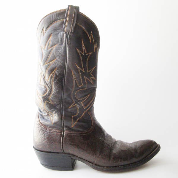 黒タグ USA製 Tony Lama トニーラマ ウエスタンブーツ 26.5cm 茶系×ダークブラウン カウボーイブーツ ビンテージ D152【中古】【靴】【メンズ】【通販】【BSM】