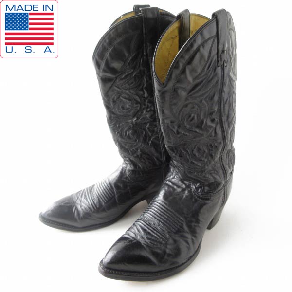 USA製 TEXAS オールブラック ウエスタンブーツ 黒 9EE 幅広27cm 黒 カウボーイブーツ テキサス D151【中古】【靴】【メンズ】【通販】【BSM】