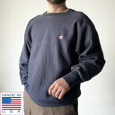 90s USA製 Champion 無地 リバースウィーブ L フェード ネイビー 紺系 刺繍タグ スウェット チャンピオン ビンテージ D151【中古】【古着...
