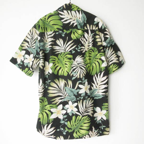 USA製 PACIFIC LEGEND ボタニカル柄 アロハ シャツ 黒 M ブラック アメリカ製 ハワイアン コットン D152【中古】【古着】【メンズ】【通販】【BSTM】