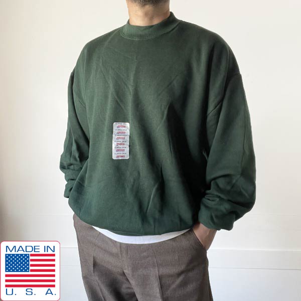 新品 80s USA製 JERZEES 無地 スウェット XL 緑系 グリーン ブランク ジャージーズ クルーネック トレ..