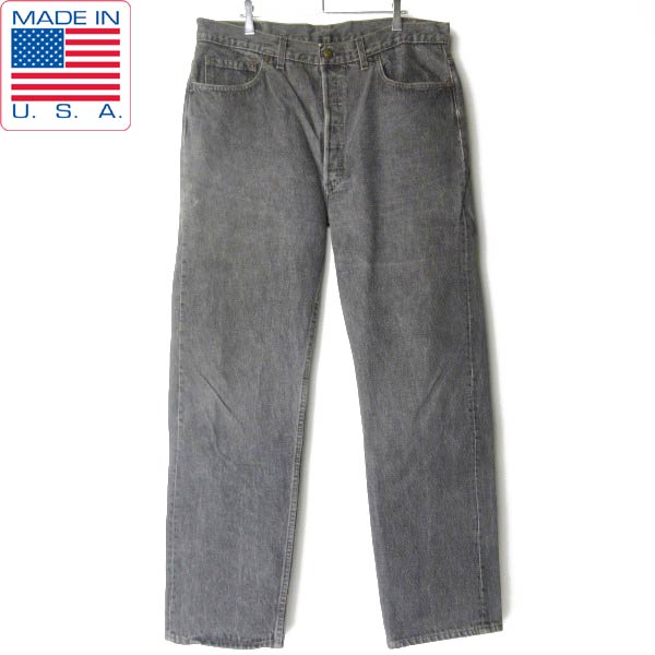 1991年製 USA製 リーバイス 501 先染め ブラック ジーンズ W38 L32(実寸W37 L31.5) アメリカ製 90s デニム ビンテージ D152【中古】【古着】【メンズ】【通販】【BPL】
