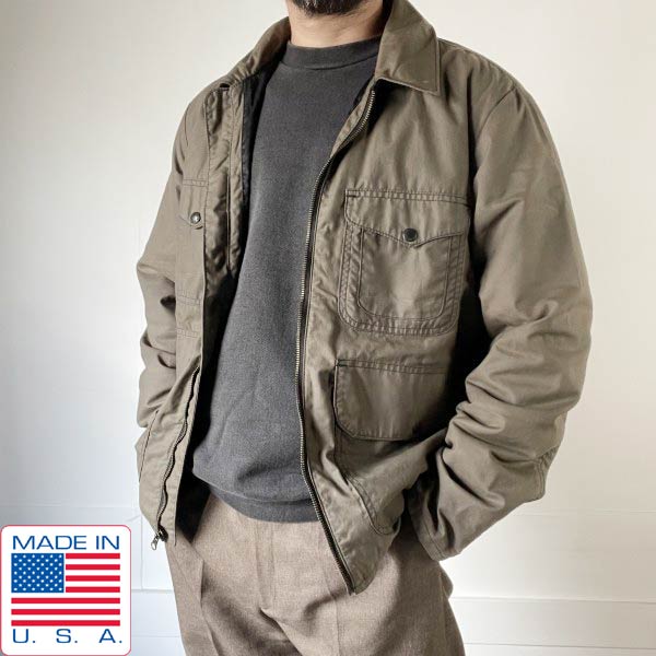 美品 USA製 FILSON ワックス コットン ジャケット L 緑系 BELL BOMBER フィルソン アメリカ製 オイルド ティンクロス D152