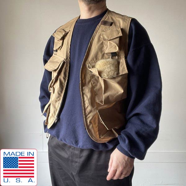 Rakuten - 新品 70s USA製 SPORTFLITE フィッシングベスト S ベージュ系 アメリカ製 ベスト ビンテージ デッドストック D153【BTOS】