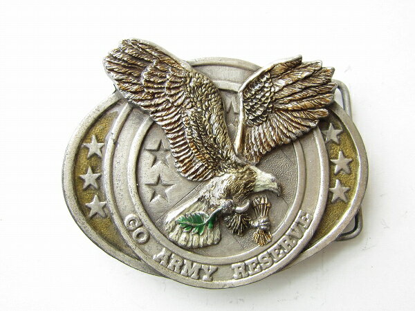 80's/USA製/GO ARMY RESERCE/米陸軍予備軍/立体/3D/バックル/ベルト用/アメリカ製/BERGAMOT BRASS WORKS/ビンテージ/D142【中古】