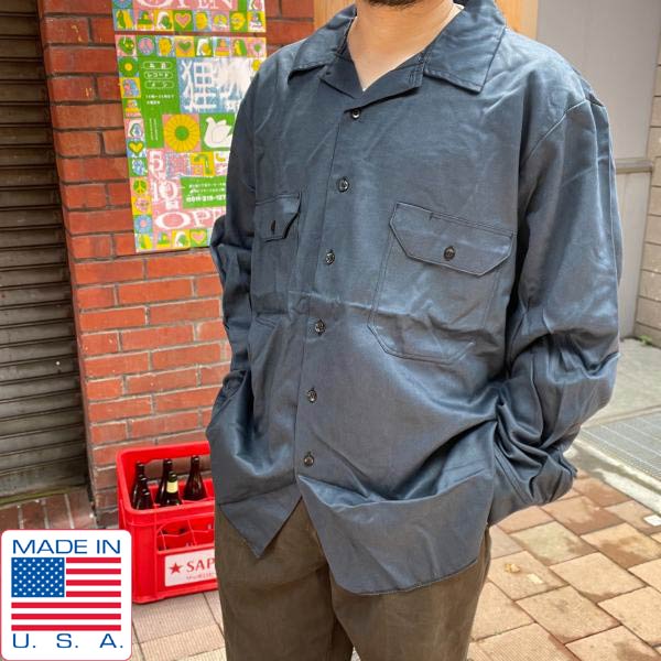新品 70s USA製 RUBIN BROTHERS ツイル ワークシャツ 紺系 3XL 長袖シャツ ネイビー アメリカ製 XXXL デッドストック D144【BTPX】