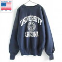 新品 90s 刺繍タグ USA製 チャンピオン ARIZONA リバースウィーブ 紺系 L カレッジプリント スウェット ビンテージ D145【BTPL】
