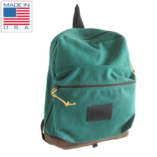 80s-90s USA製 ITT ボトムレザー リュックサック 緑系 コットン系キャンバス デイパック アメリカ製 バッグ ビンテージ D145【中古】【通販】 80s-90s USA製 ITT ボトムレザー リュックサック 緑系 コットン系キャンバス デイパック アメリカ製 バッグ ビンテージ D145【中古】【通販】