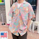 80s 美品 USA製 BaReFoot in PaRaDISE ボタニカル柄 アロハ シャツ 2XL ビンテージ コットン ピンク リバースプリント D147【中古】【古着】【メンズ】【通販】【BSTX】(4)
