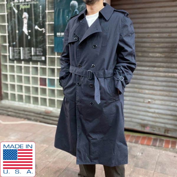 Rakuten - 美品 実物 米軍 オールウェザー トレンチコート 紺系 44XL アメリカンアパレル製 USA製 アメリカ製 D150【中古】【古着】【メンズ】【通販】【BTOX】