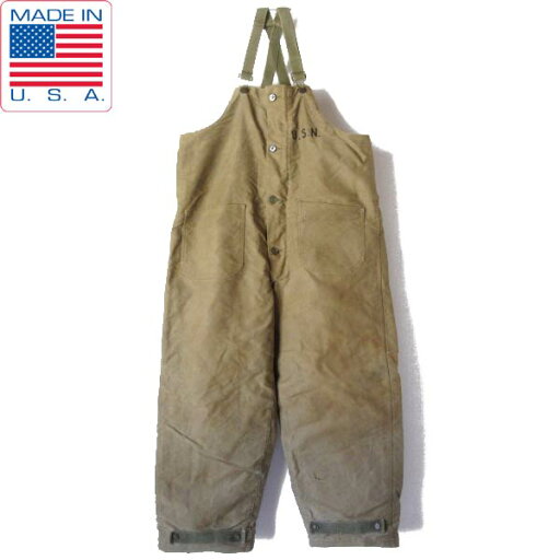 40s 実物 米軍 USN N-1 デッキパンツ L オーバーオール コの字TALON US NAVY USA製 ビンテージ D150【中古】【古着】【メンズ】【通販】【BPL】