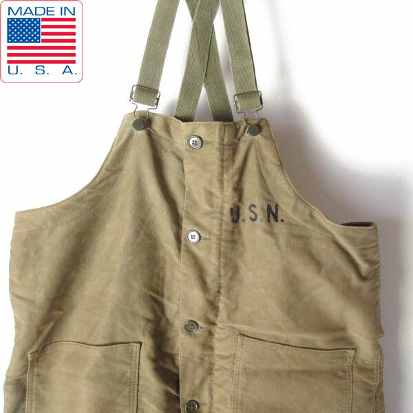 40s 実物 米軍 USN N-1 デッキパンツ L オーバーオール コの字TALON US NAVY USA製 ビンテージ D150【中古】【古着】【メンズ】...